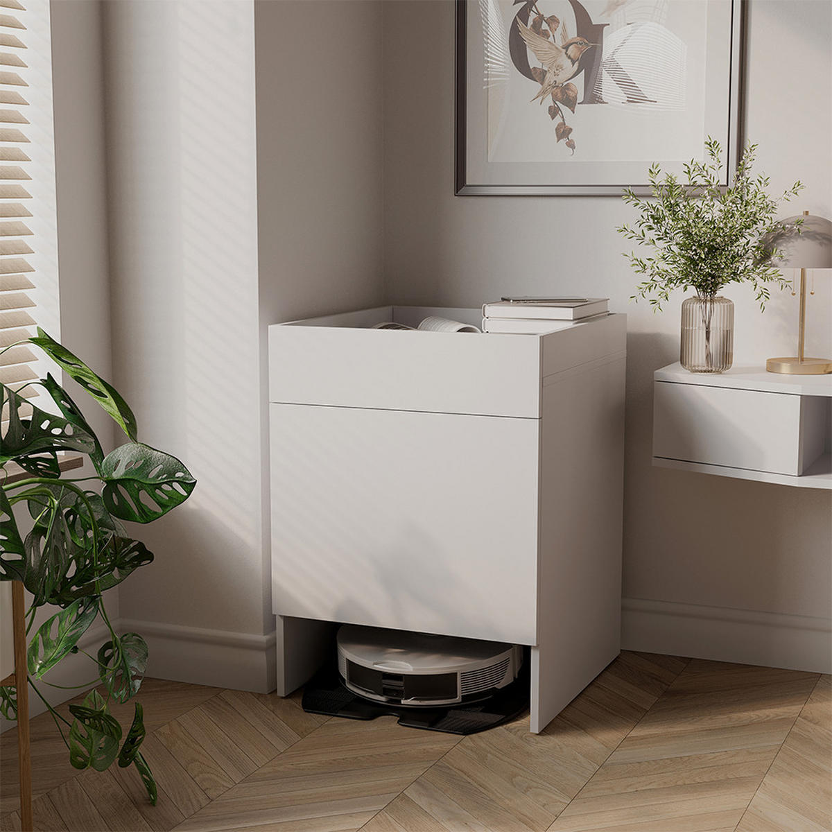 SKŘÍŇ S ROBOTICKÝM VYSAVAČEM Dustin Bílá 50 x 67.5 cm s 1 dveřmi - bílá, kompozitní dřevo (50/67.5/50cm) - Vicco