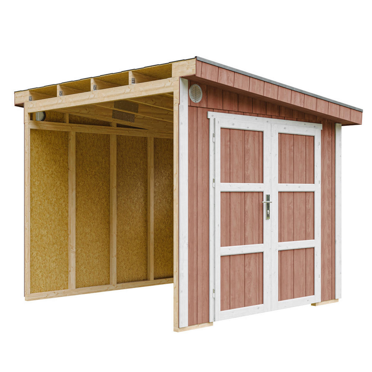 GARTENHAUS 5,9 m² - H231x248x294 cm - Ohne Boden und Seitenwand – M938B-REDWOOD RED - Rot, Holz (236/231/250cm) - Timbela