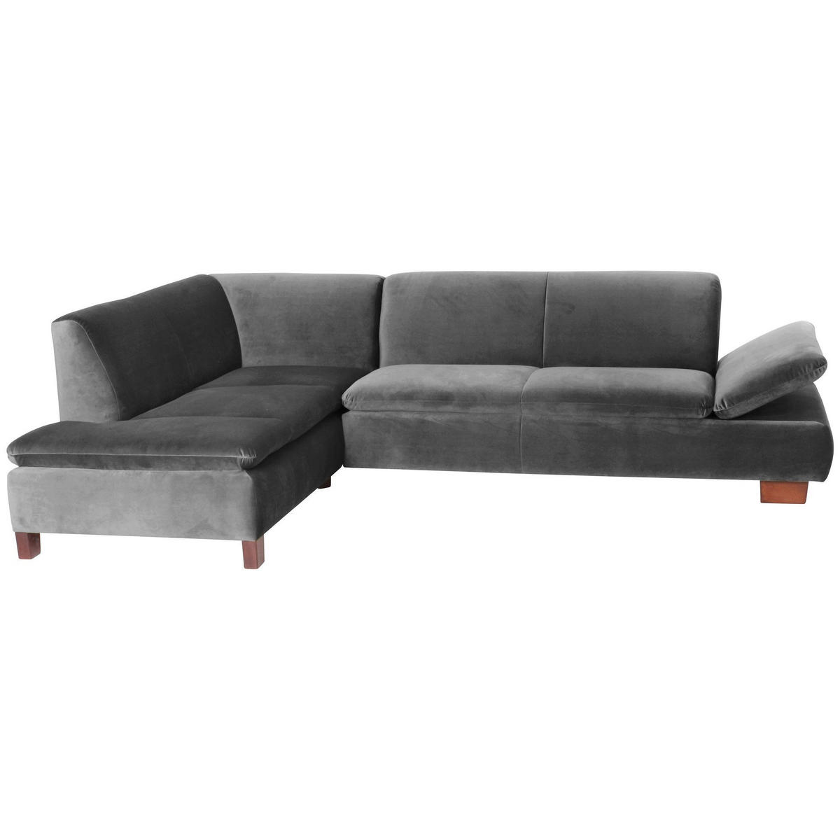 ECKSOFA mit Ottomane links Kaye Bezug Samtvelours Buche nussbaum dunkel / anthrazit - Anthrazit, Kunststoff (190/270cm) - 58aufmkessel