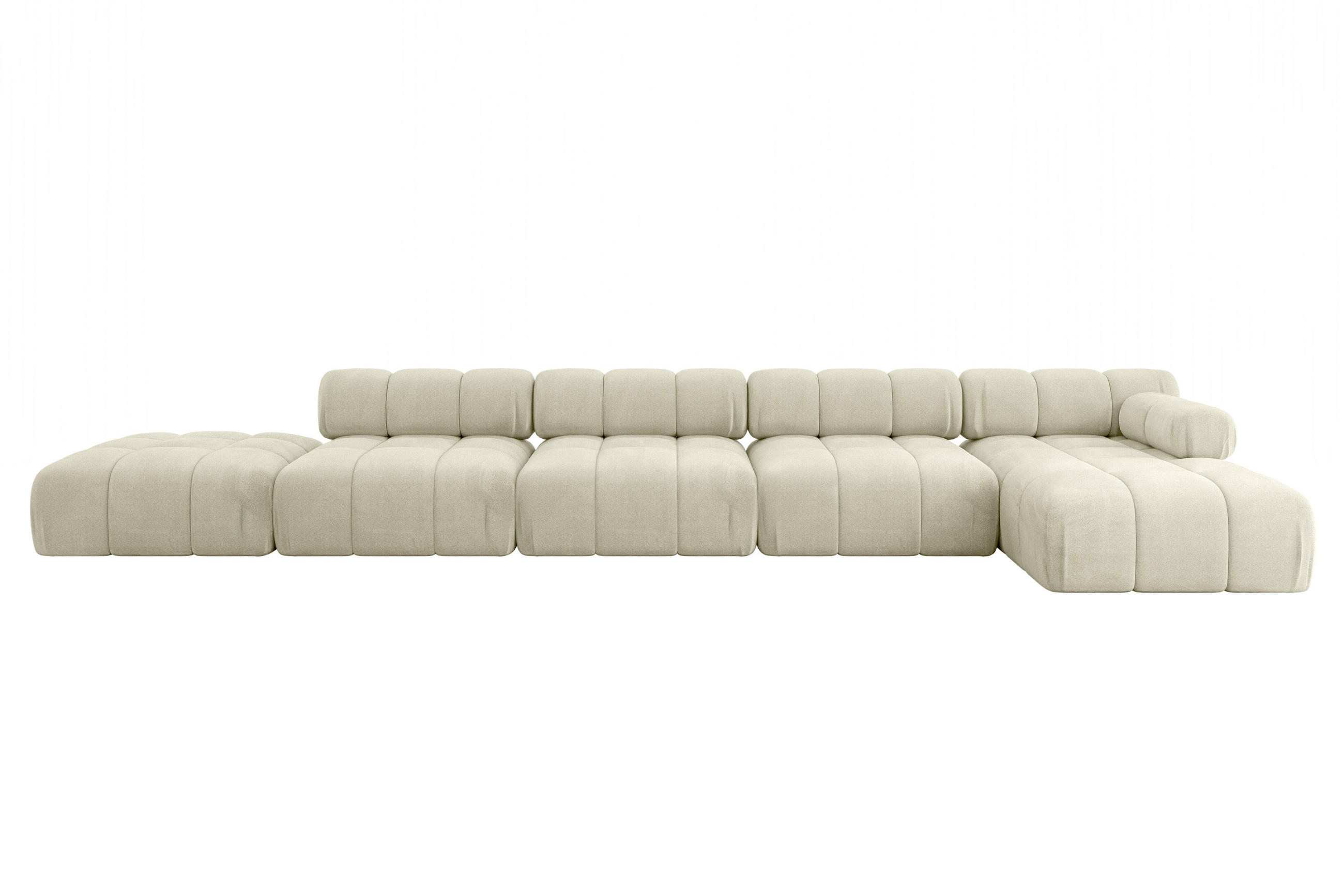 ECKSOFA modulares Sofa Lizur-L3 - 475x160x70 cm Beige Velours - Beige, Holzwerkstoff/Textil (475/160cm) - ALTDECOR
