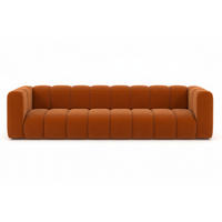 COUCH, Viersitzer-Sofa Grand, Veloursstoff Salvador, Braun - Braun, Holz (290/70/93cm) - Kaiser Möbel