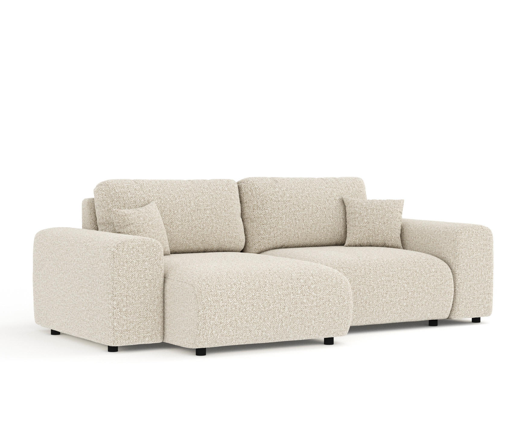 ECKSOFA Zanzibar Beige Plüschstoff - Beige/Schwarz, Holz/Holzwerkstoff (237/144cm) - Maison de Reve
