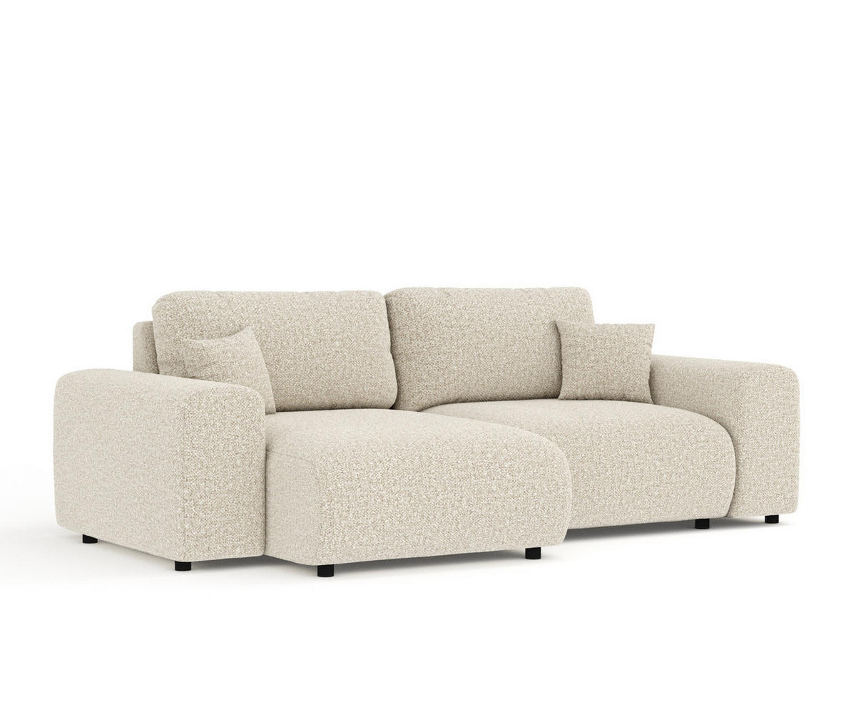 ECKSOFA Zanzibar Beige Plüschstoff - Beige/Schwarz, Holz/Holzwerkstoff (237/144cm) - Maison de Reve