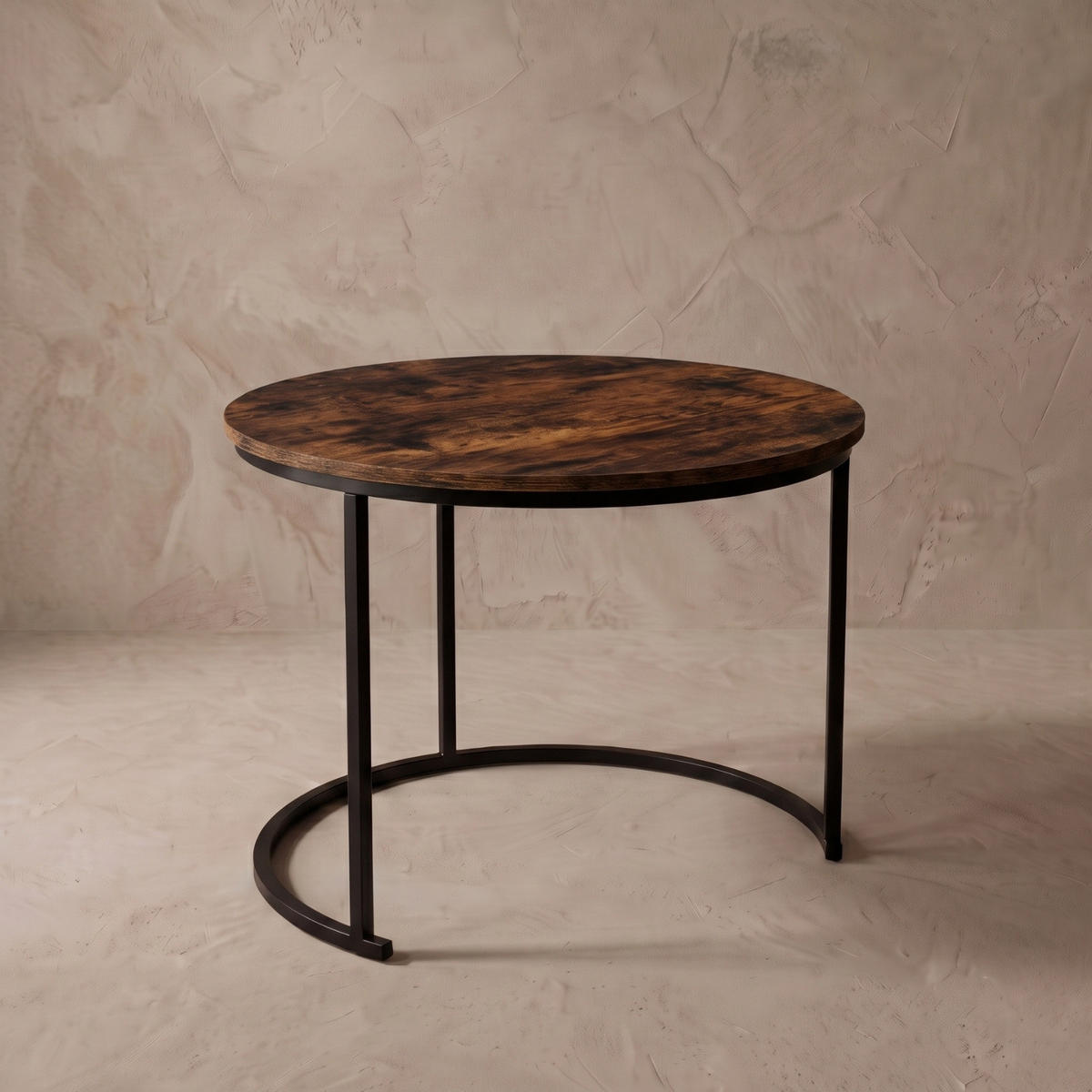 COUCHTISCH 2er-Set rund Schwarz, Dunkelbraun - Braun, Metall (60/60/50cm) - SCENA LIVING