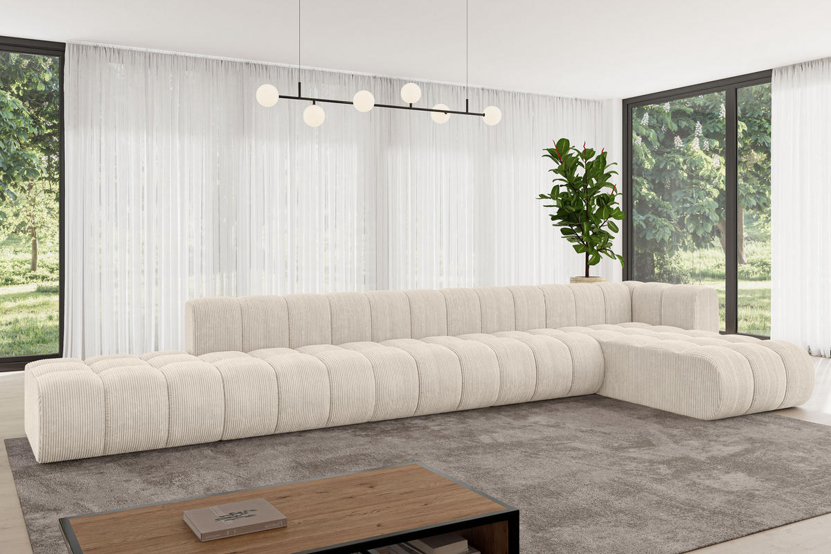 ECKSOFA modulares Sofa Zuvon-L3 - 478x177x70 cm Beige - Beige, Holzwerkstoff/Textil (478/177cm) - ALTDECOR