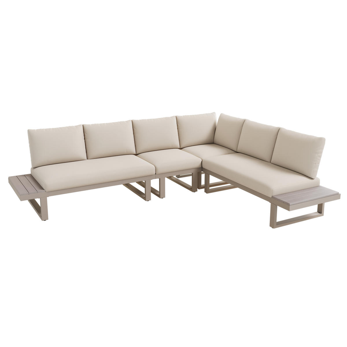 LOUNGEGARNITUR aus Stahl/Polyester Beige mit 2 Couchtischen - Beige, Metall - Modfu