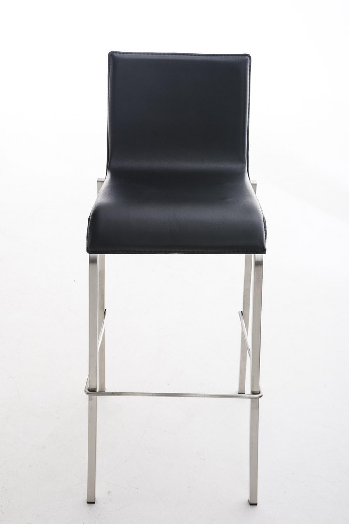 BARHOCKER Lederlook schwarz - Edelstahlfarben/Schwarz, Textil/Metall (43/103/51cm) - CLP