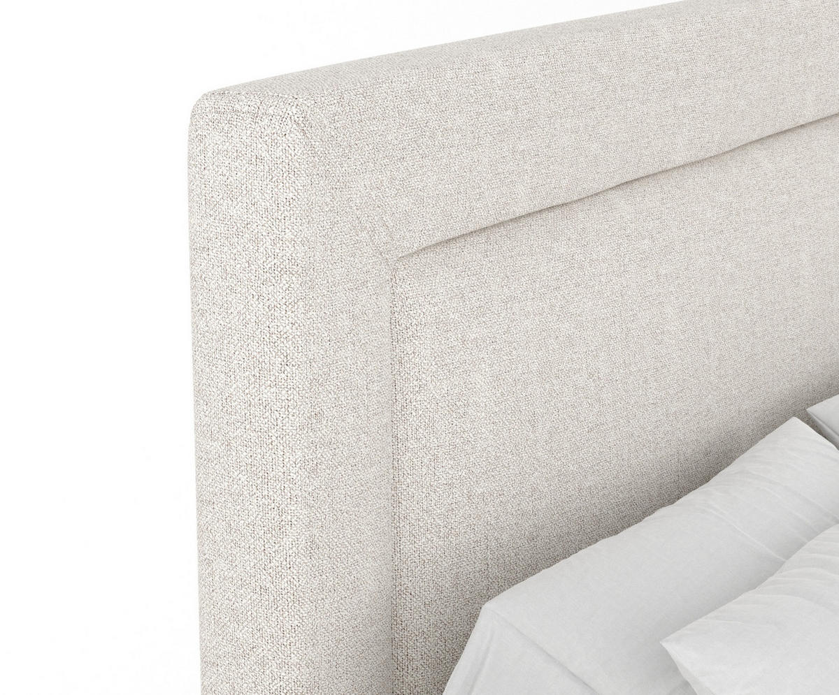 BOXSPRINGBETT Laguno Hellbeige 140/200 cm mit Latex-Topper - Beige/Silberfarben, Holz/Holzwerkstoff (140/200cm) - Maison de Reve