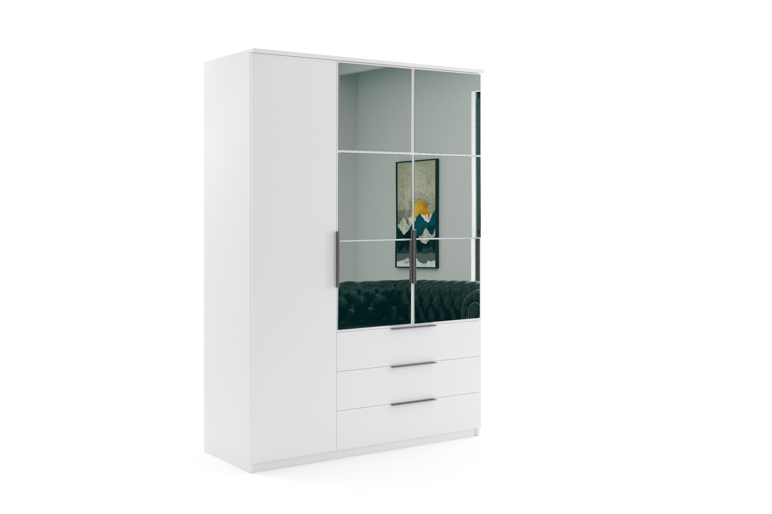 BM-Möbel Drehtürenschrank Weiß 150x215x61 cm