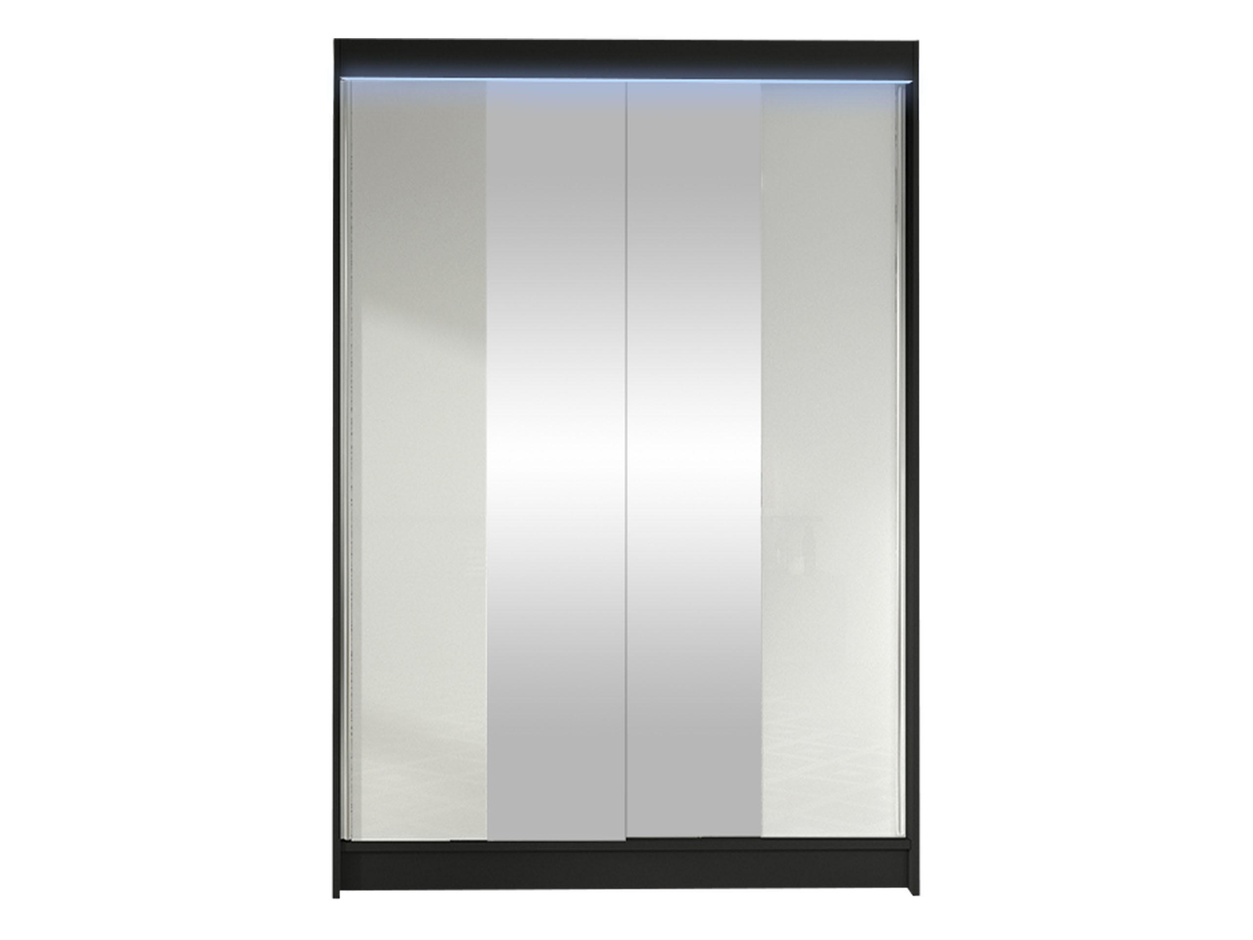 SCHWEBETÜRENSCHRANK Lino II mit RGB LED Beleuchtung - Schwarz/Weiß, Holzwerkstoff/Metall (120/200/58cm) - MIRJAN24