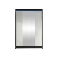 SCHWEBETÜRENSCHRANK Lino II mit RGB LED Beleuchtung - Schwarz/Weiß, Holzwerkstoff/Metall (120/200/58cm) - MIRJAN24