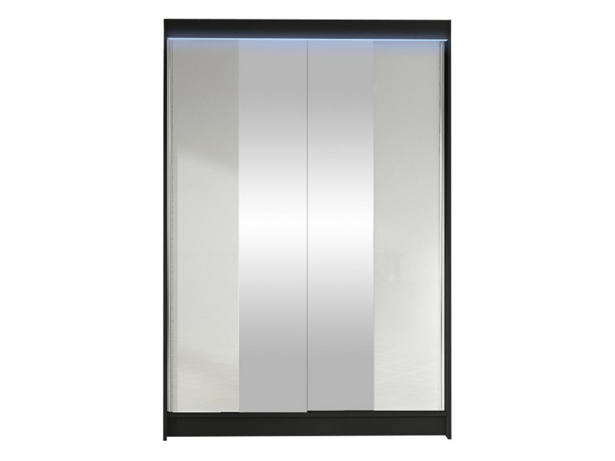 SCHWEBETÜRENSCHRANK Lino II mit RGB LED Beleuchtung - Schwarz/Weiß, Holzwerkstoff/Metall (120/200/58cm) - MIRJAN24
