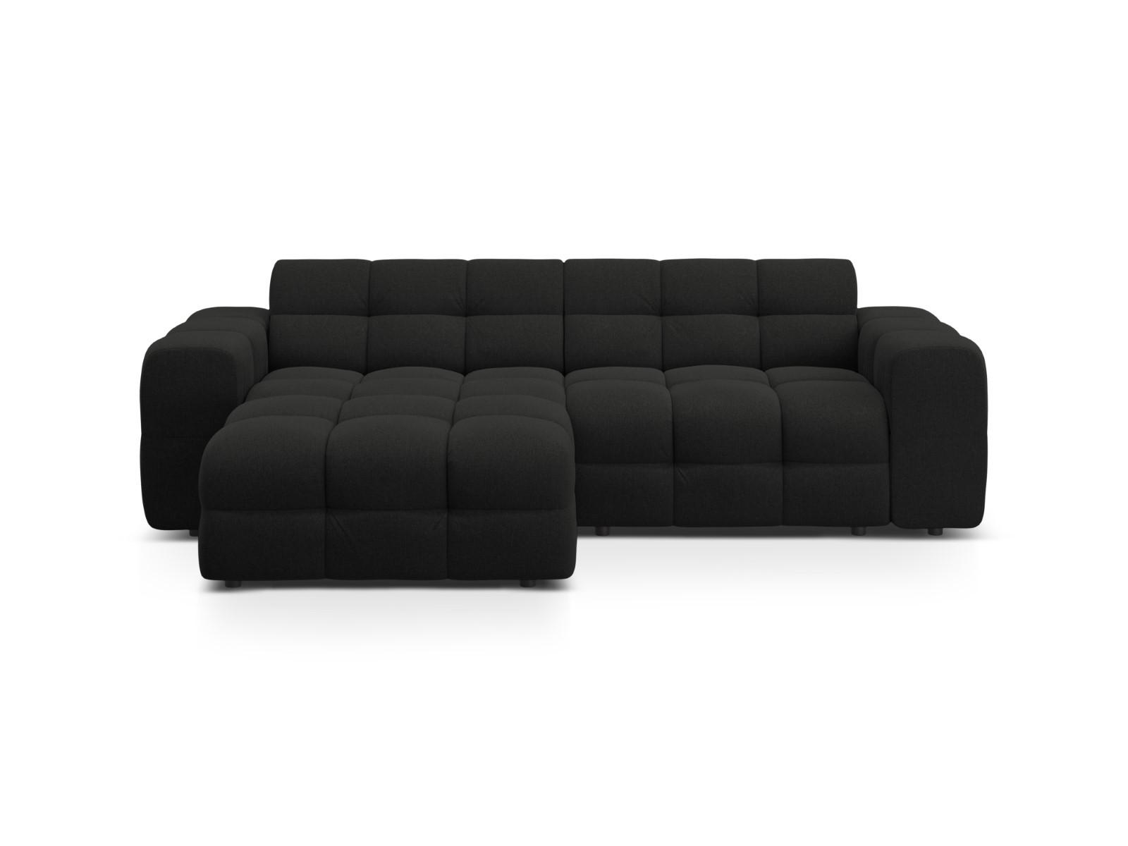 ECKSOFA links Kendal aus strukturiertem Stoff schwarz 4 Sitzplätze - Schwarz, Textil (173/256cm) - Micadoni