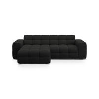 ECKSOFA links Kendal aus strukturiertem Stoff schwarz 4 Sitzplätze - Schwarz, Textil (173/256cm) - Micadoni
