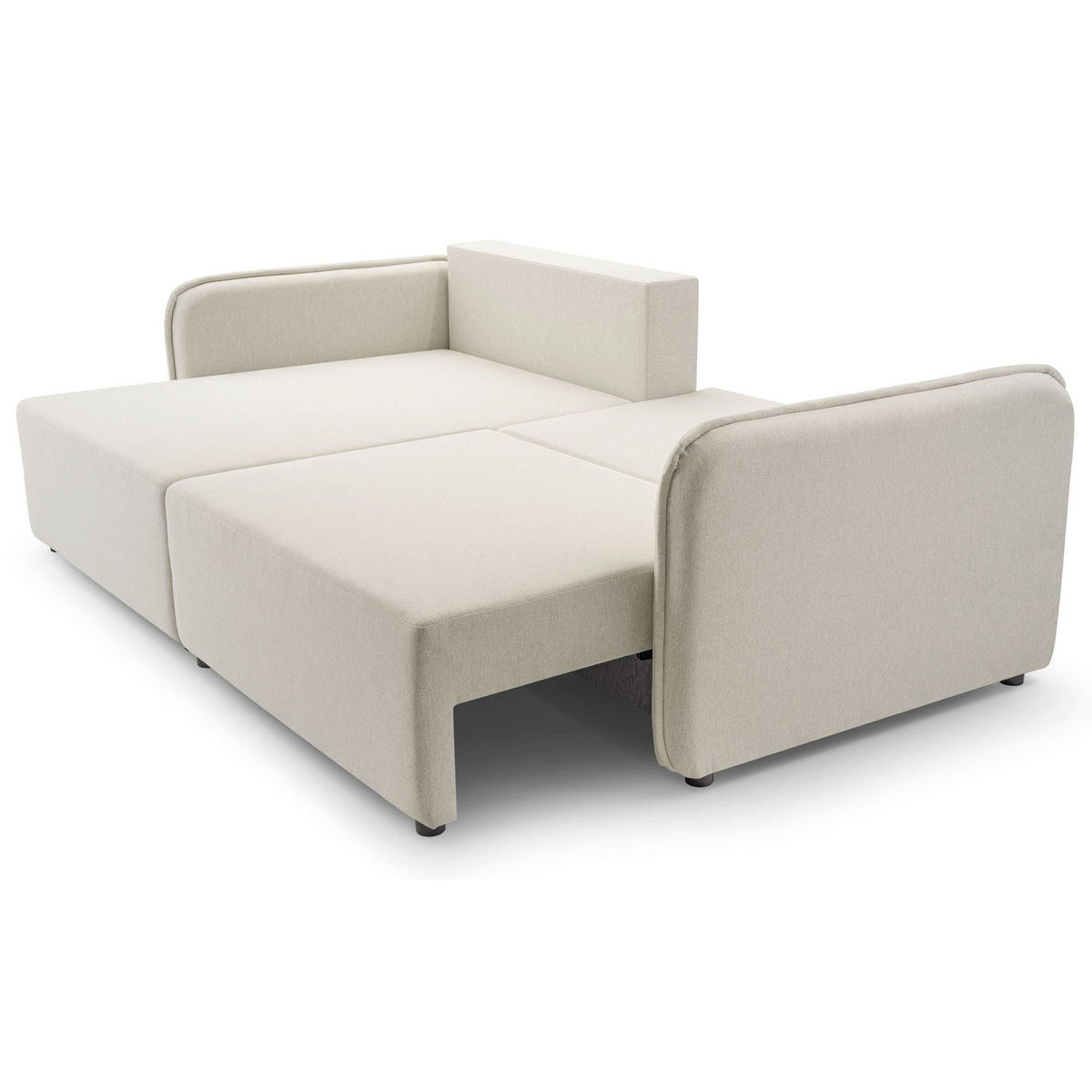 ECKSOFA Kassian, Creme Strukturstoff, linksseitig - Creme/Schwarz, Kunststoff/Textil (227/147cm) - Selsey