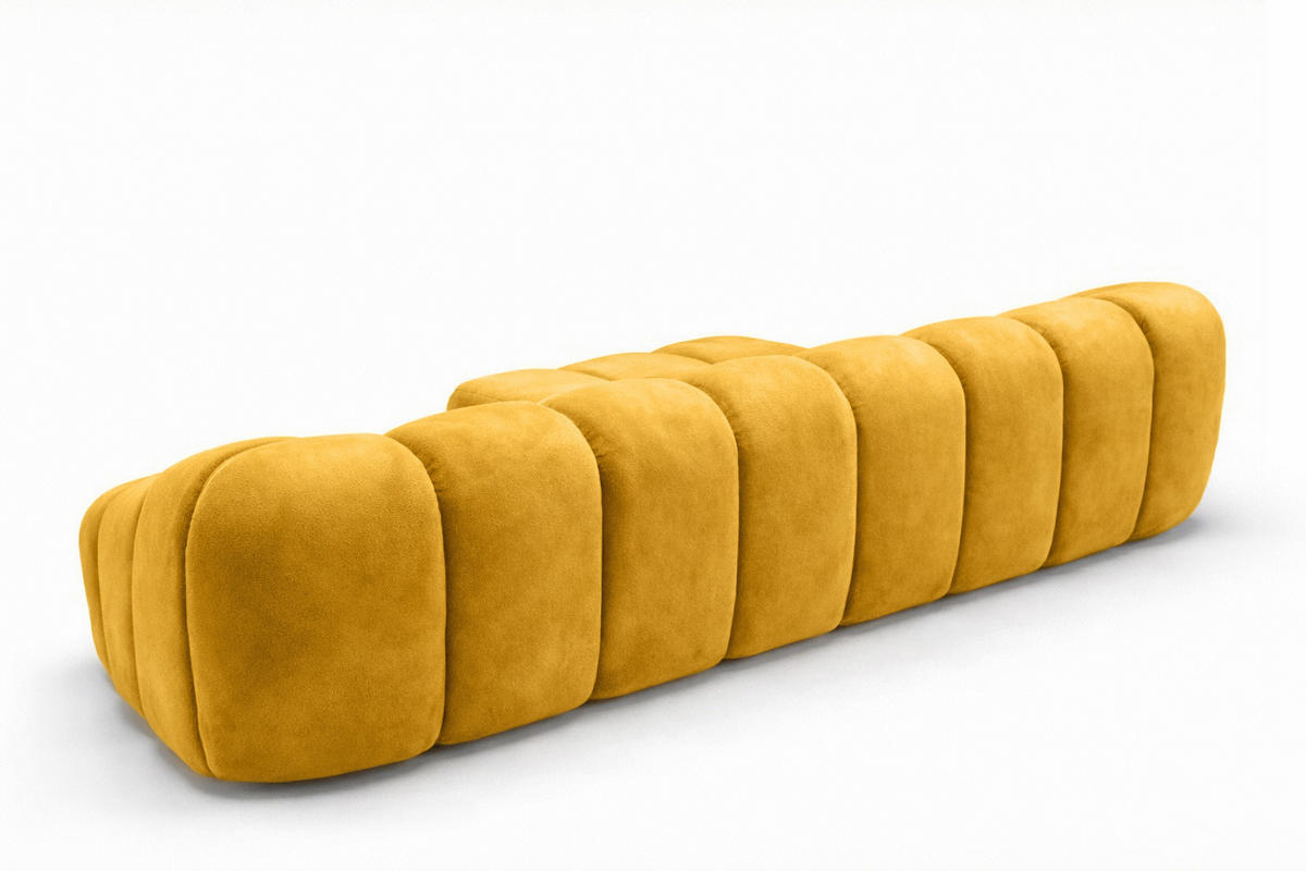 ECKSOFA Modulare L-Form, Veloursstoff Bluvel, Golden, Links, CROISSANT L - Goldfarben, Holz (305/190cm) - Kaiser Möbel