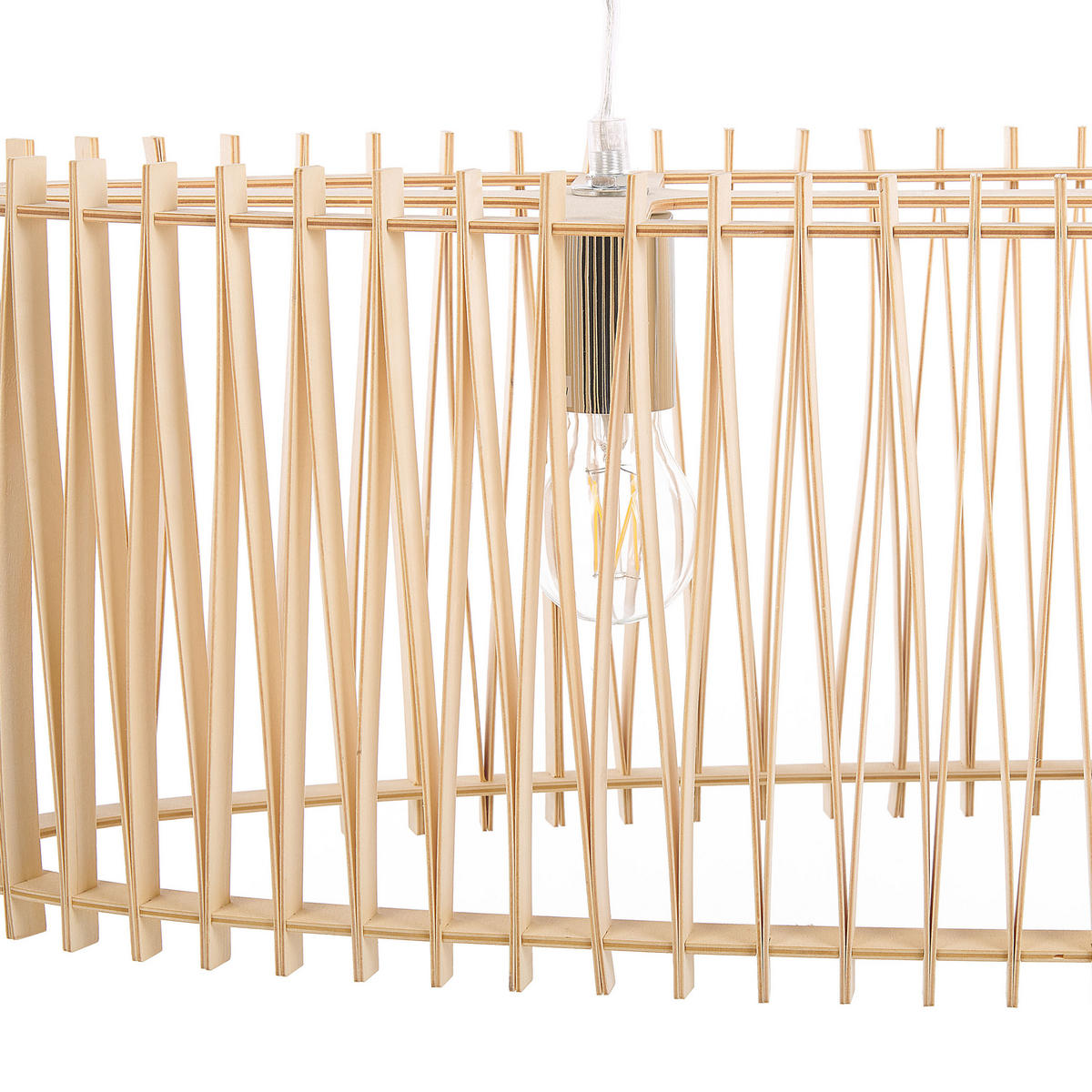 HÄNGELEUCHTE Chari 25/80/124 cm - Hellbraun, Holzwerkstoff (25/80/124cm) - Beliani
