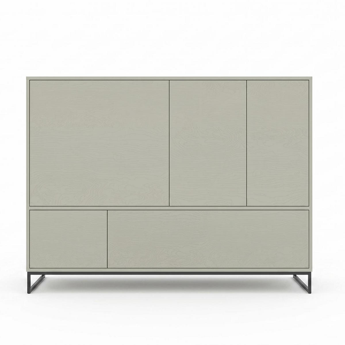 KOMMODE GENUA 160 cm in Hellgrün, Metallgestell Schwarz, Highboard mit push-to-open - Schwarz/Grün, Holzwerkstoff/Metall (160/120/45cm) - Bettso