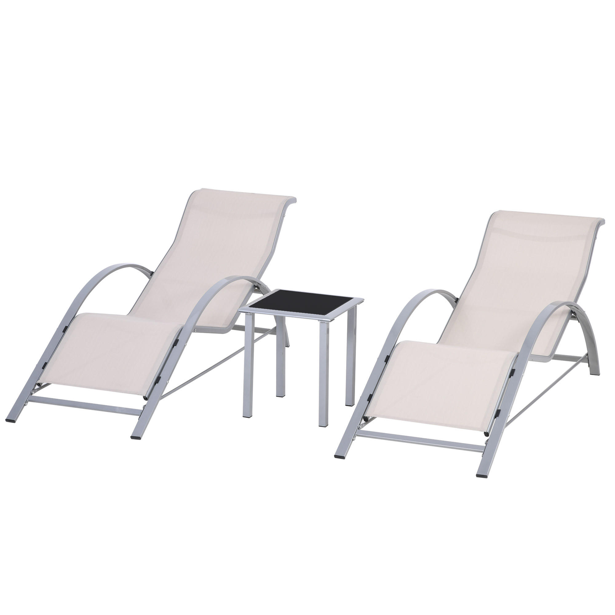GARTENLIEGE Cremefarben 2 Stück - Beige, Metall (169/66/59cm) - GiPP