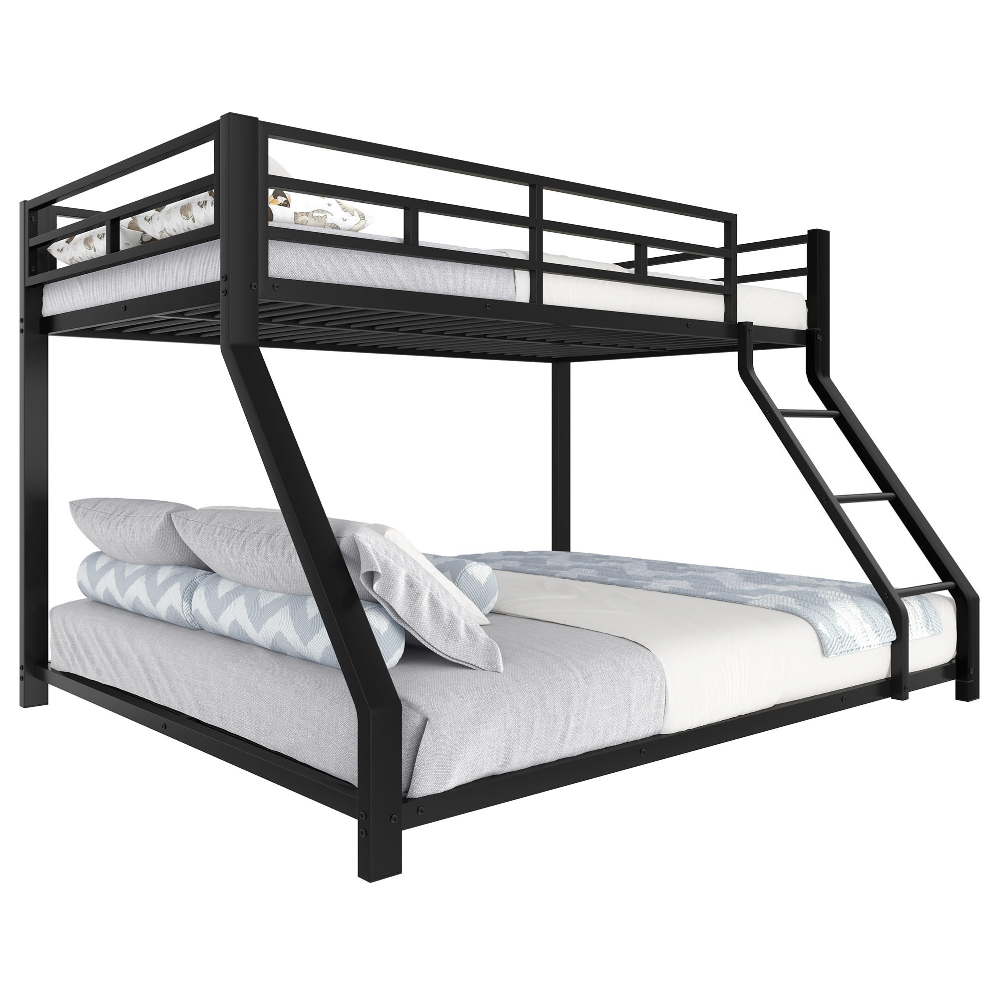 ETAGENBETT 90x200cm + 140x200cm Schwarz Metall EN747 zertifiziert - Schwarz, Metall (140/200cm) - FLIEKS