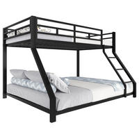 ETAGENBETT 90x200cm + 140x200cm Schwarz Metall EN747 zertifiziert - Schwarz, Metall (140/200cm) - FLIEKS