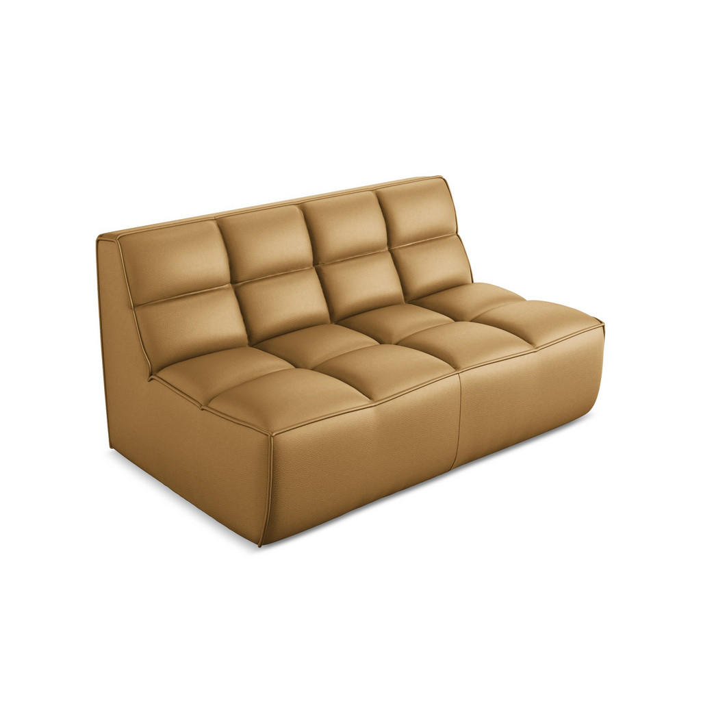 Thumbnail - Makamii 2-Sitzer-Sofa, Cognac, Leder, Füllung: Schaumstoff, 160x75x93 cm, Made in EU, Wohnzimmer, Sofas & Couches, Sofas...