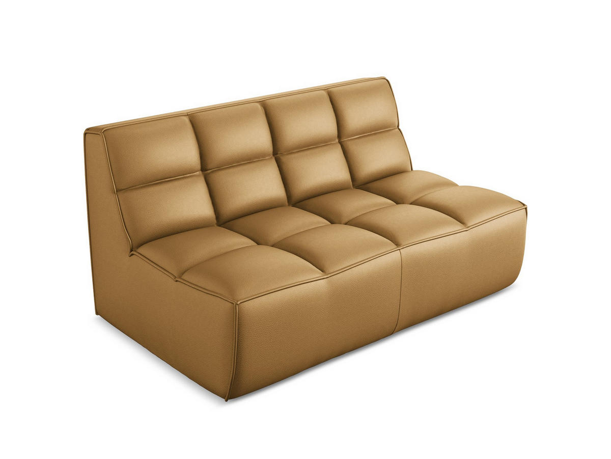 2-SITZER-SOFA Kunstleder Braun - Cognac/Schwarz, Leder/Kunststoff (160/75/93cm) - Makamii