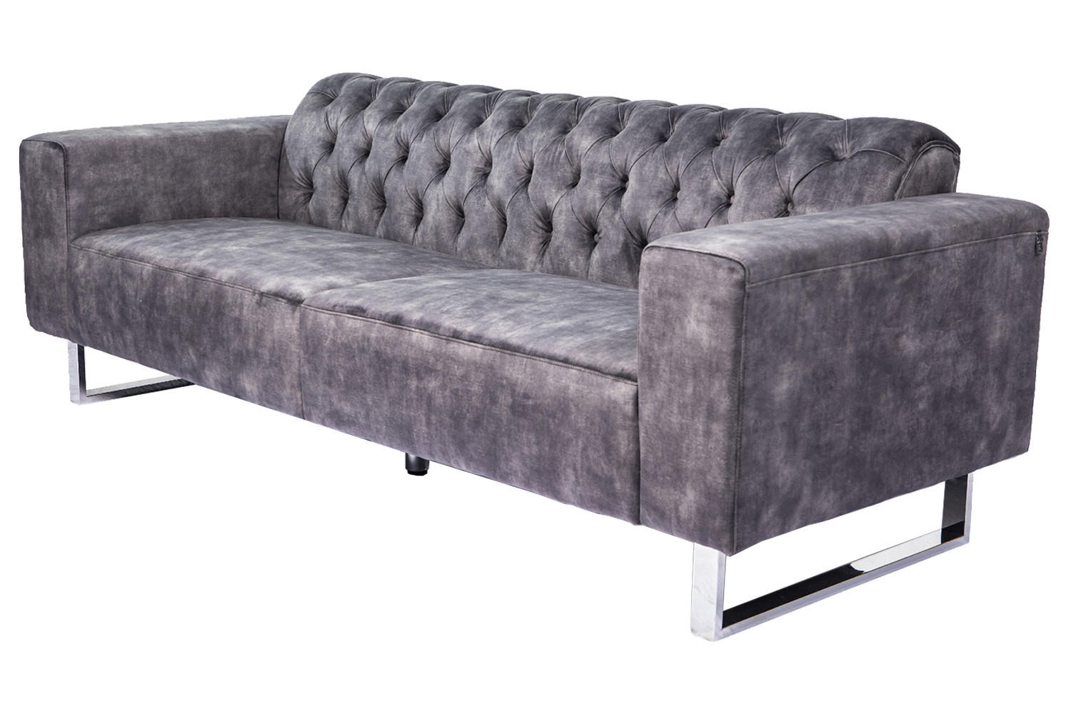 SOFA NILO Grau Velvet - Anthrazit/Silberfarben, Textil (220/77/87cm) - KAWOLA