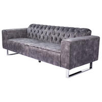 SOFA NILO Grau Velvet - Anthrazit/Silberfarben, Textil (220/77/87cm) - KAWOLA