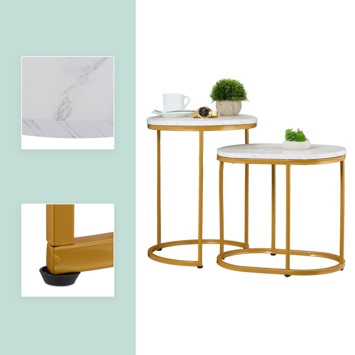 SATZTISCH-SET 2-tlg. - Multicolor, Holzwerkstoff/Kunststoff (40/40/51cm) - Relaxdays