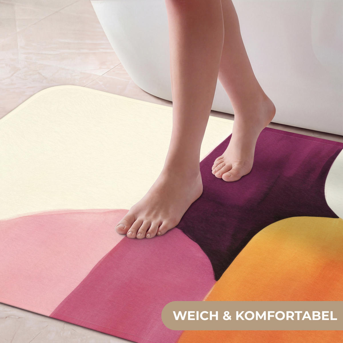 KOUPELNOVÁ PŘEDLOŽKA Tvary - abstraktní - barevné 60x120 cm - terakotová, textil/plast (60/120cm) - OnlyWow