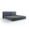BETT mit Bettkasten und Kopfteil Jodie aus strukturiertem Stoff blau 200x200cm - Blau, Textil (200/200cm) - Micadoni