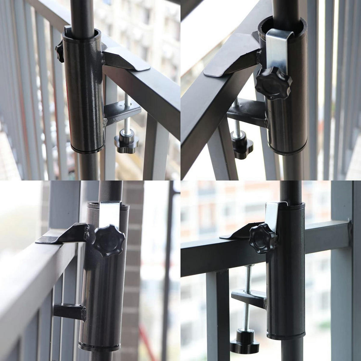 SONNENSCHIRMHALTER Balkon Metall 6 cm Klemmbereich - Türkis, Metall (9/10cm)