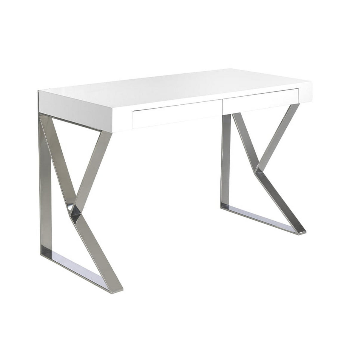 SCHREIBTISCH Rechteckig Weiß Stahl 120/61/76 cm - Edelstahlfarben/Weiß, Holz/Metall (61/120/76cm) - ANGEL CERDA