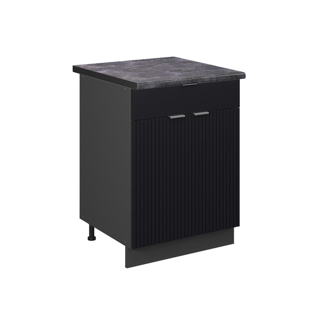 KÜCHENUNTERSCHRANK Fame-Line, Schwarz gestreift, 60 cm mit Schublade, AP Anthrazit - Anthrazit/Schwarz, Holzwerkstoff (60/82/60cm) - Vicco