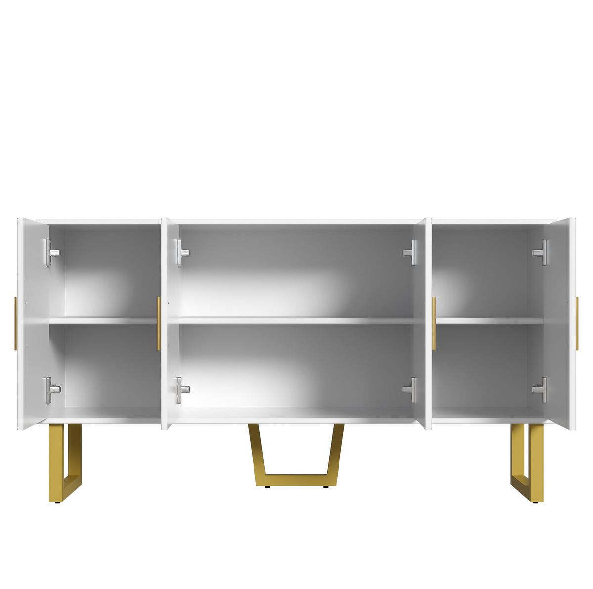 SIDEBOARD 150/40/82 cm mit 4 Türen, höhenverstellbaren Einlegeböden und Hochglanzfront aus MDF, Weiß - Weiß, Holzwerkstoff (150/82/40cm) - Redom