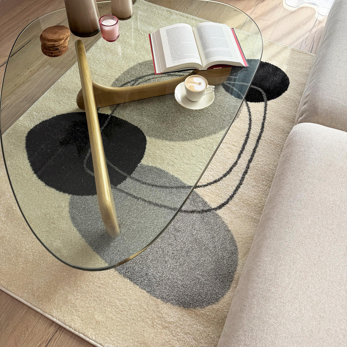 TEPPICH Beige Geometrisch In-Outdoor Pflanzlich Kurzflor Rechteckig 200 x 300 cm - Sandfarben, Textil (200/300cm) - Mazovia