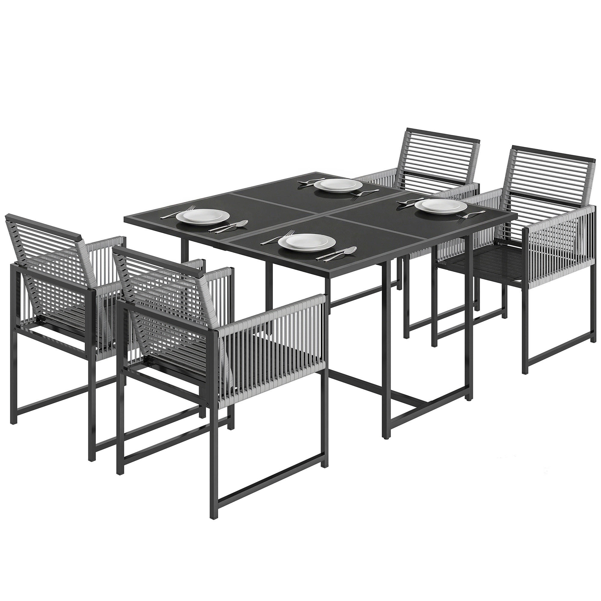 GARTENMÖBEL SET 5-teilig DE-09928 - Hellgrau, Metall - ComfortXL