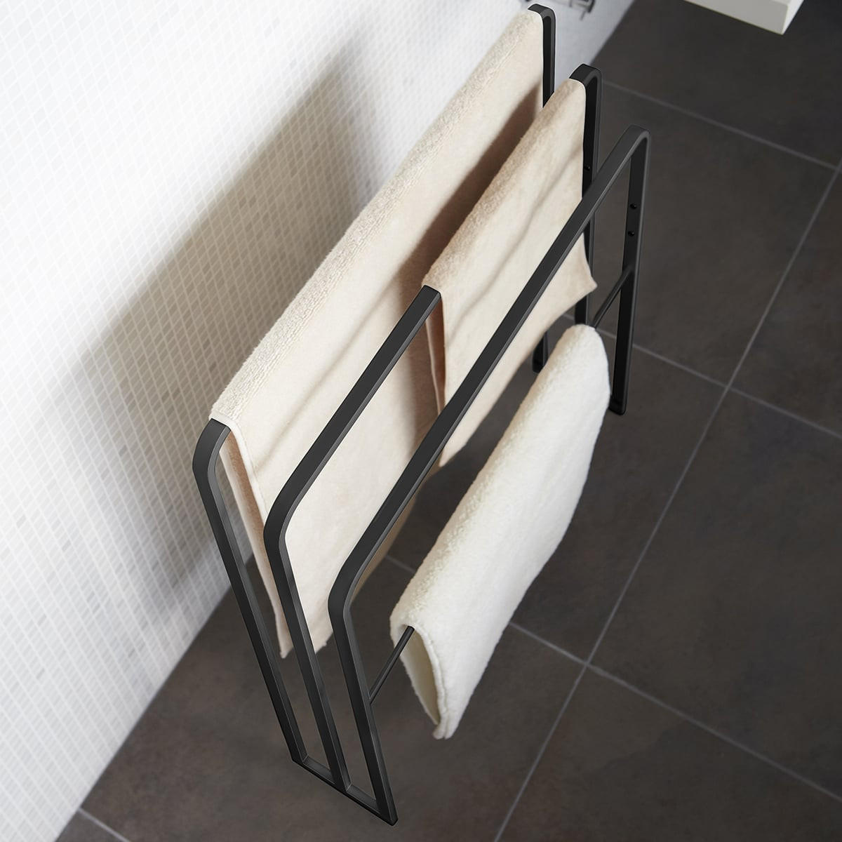 HANDTUCHHALTER mit 4 Stangen - L70 cm - Schwarz, Metall (14/81/70cm) - Yamazaki