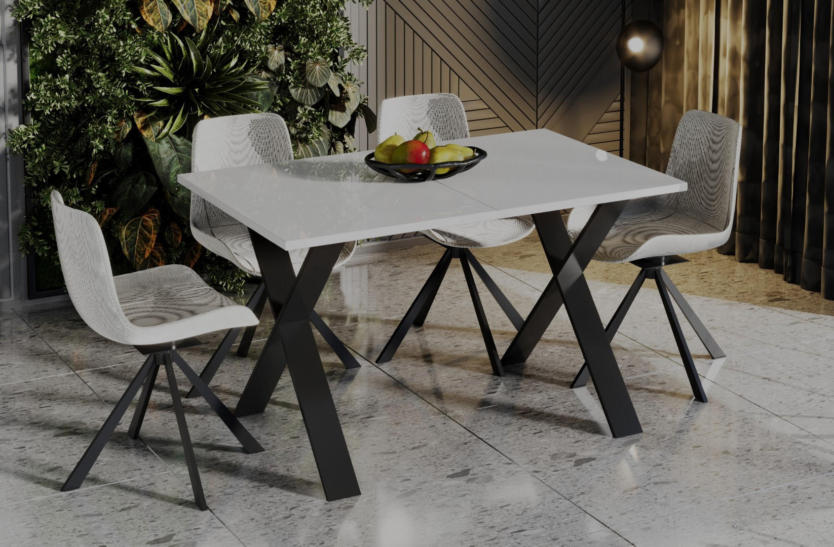 ESSTISCH Stol X ausziehbar bis 210 cm - Weiß Hochglanz, Holzwerkstoff (130/80/75cm) - Endo-Moebel