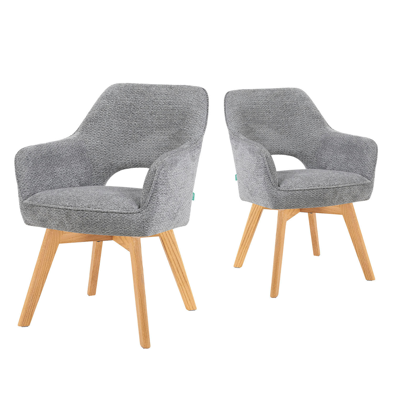 DREHSTUHL Mika-Mara 2er-Set - Honigeiche/Dunkelgrau, Eichenholz/Holz (60/87/65cm) - DUBI Möbel