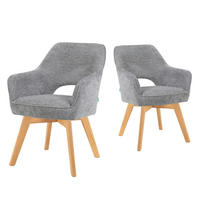 DREHSTUHL Mika-Mara 2er-Set - Honigeiche/Dunkelgrau, Eichenholz/Holz (60/87/65cm) - DUBI Möbel