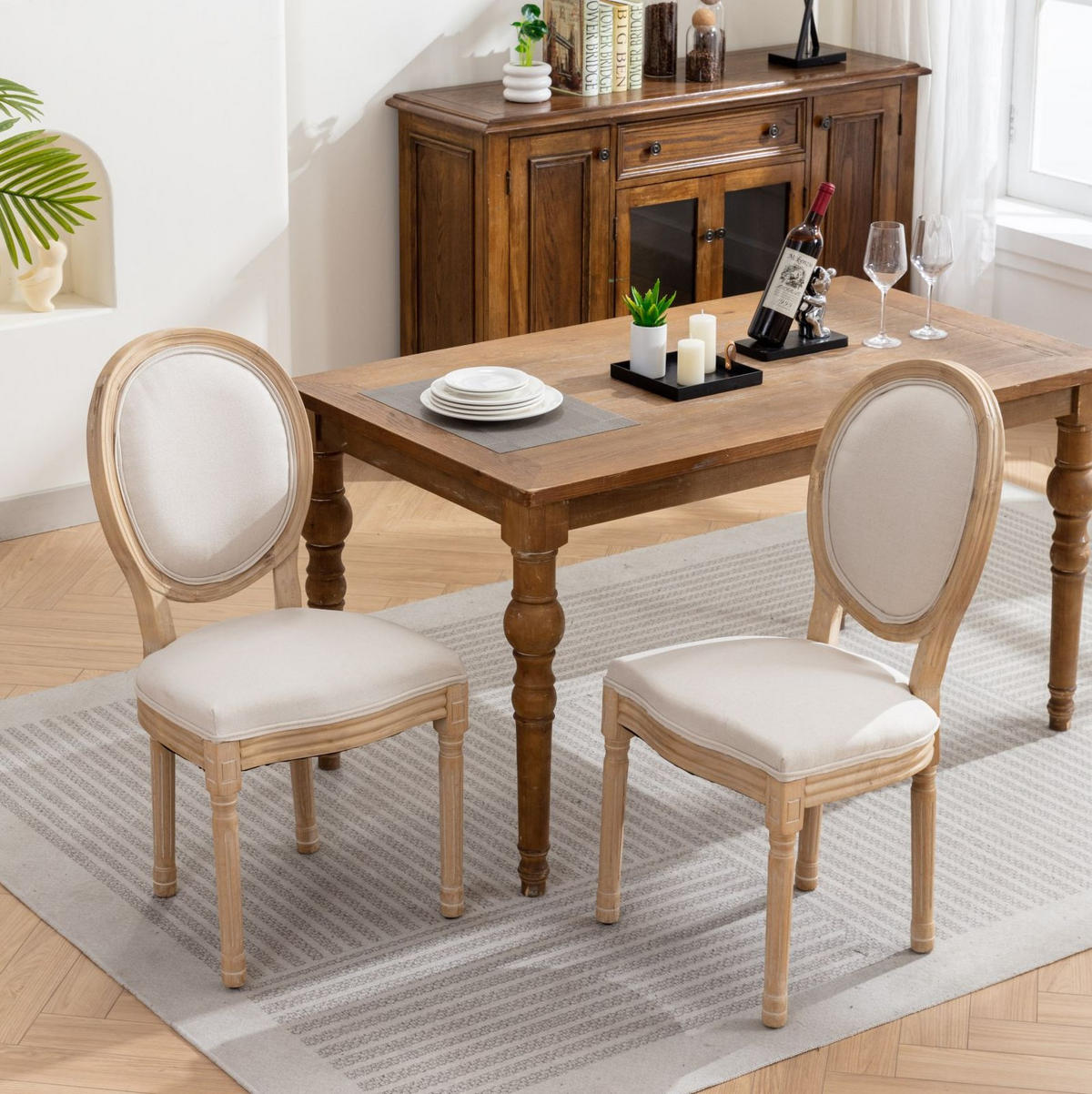 ESSZIMMERSTUHL im französischen Stil 2er-Set Massivholz Beige - Beige, Holz (49/95/59.5cm) - Meubliv