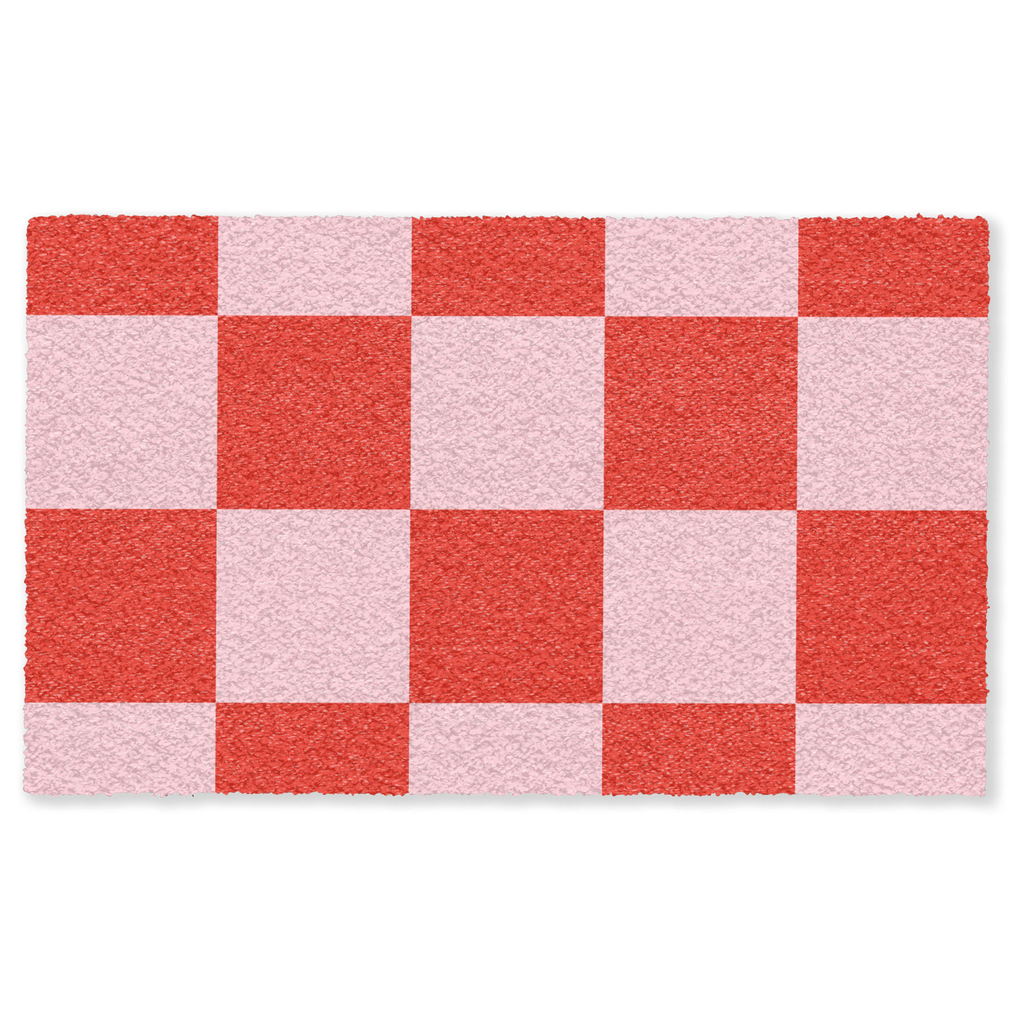FUSSMATTE Schachbrettmuster - Rot - Rosa - Würfel Türmatte 150x90 cm - Rot, Kunststoff (150/90cm) - MuchoWow