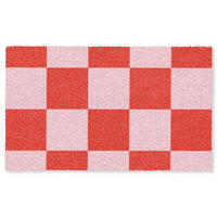 FUSSMATTE Schachbrettmuster - Rot - Rosa - Würfel Türmatte 150x90 cm - Rot, Kunststoff (150/90cm) - MuchoWow