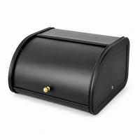 METALLBROTKASTEN mit Rolldeckel 28/31/18 cm - Schwarz, Metall (31/18/28cm) - AROMELIO