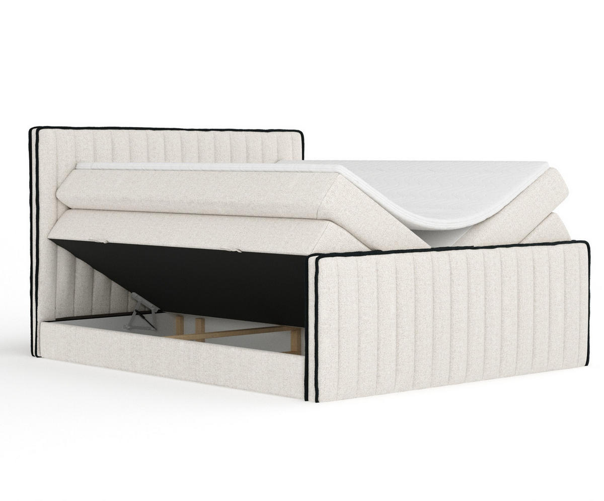 BOXSPRINGBETT Nocturne Beige 180/200 cm - Beige/Schwarz, Holz/Holzwerkstoff (180/200cm) - Maison de Reve