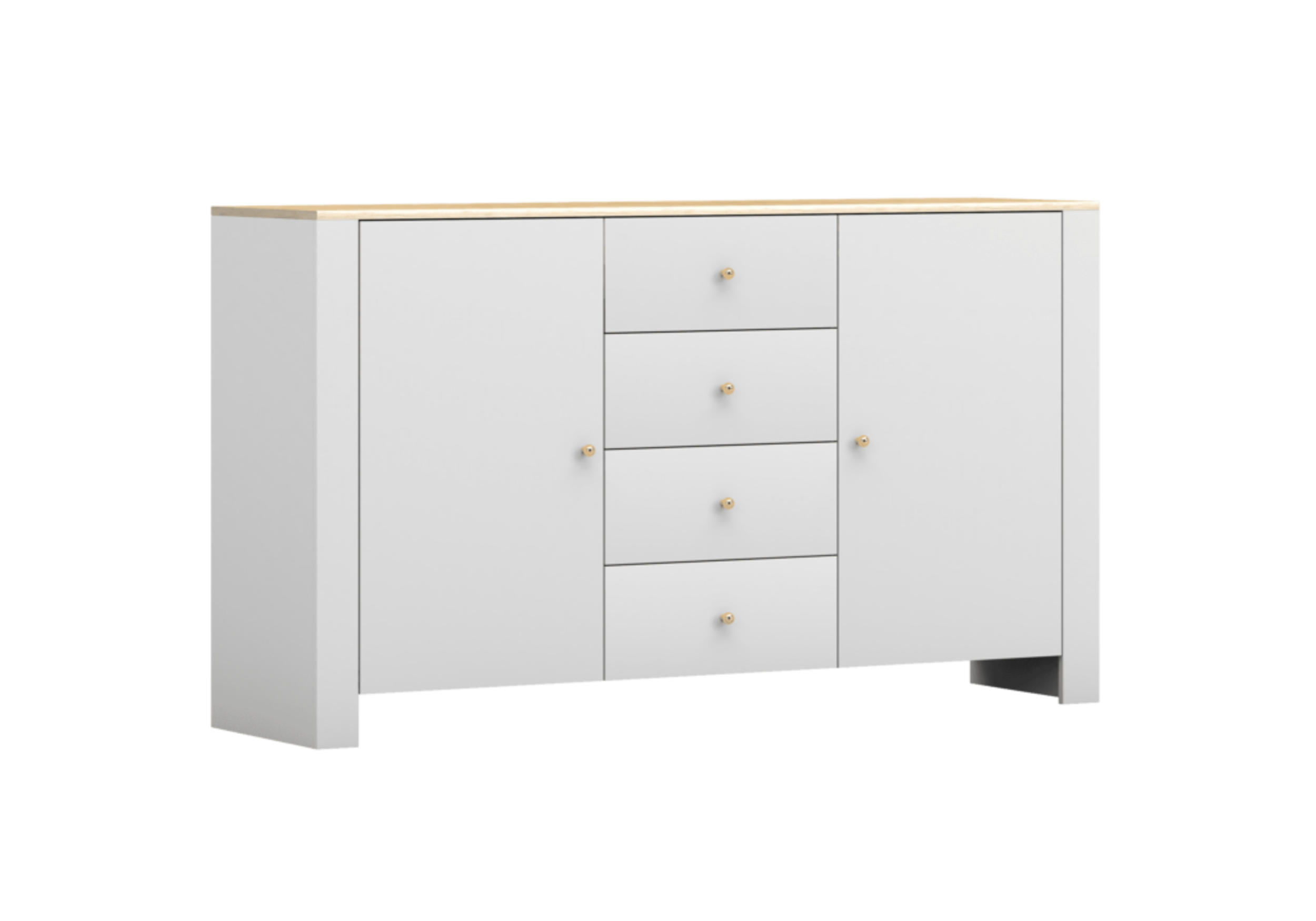 SIDEBOARD - Kommode Gawin 2D4S - Weiß, Holzwerkstoff (160/92/42cm) - Möblo