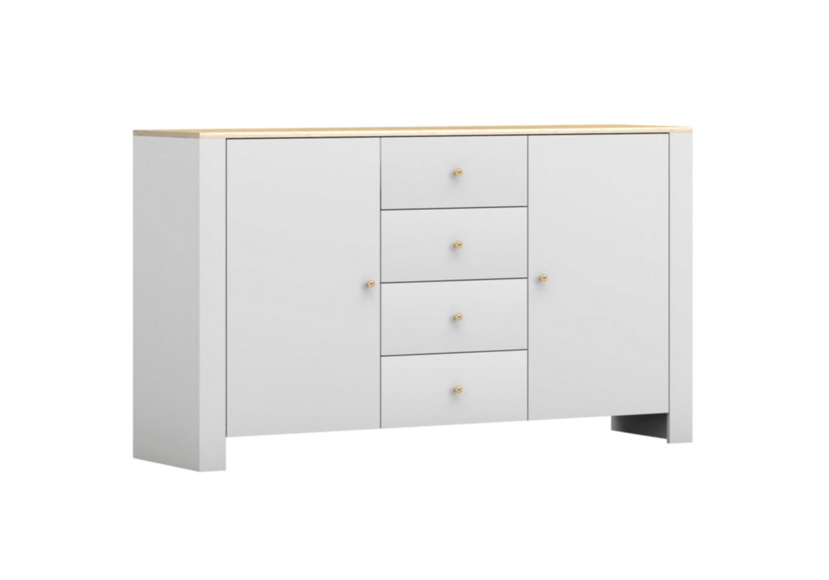 SIDEBOARD - Kommode Gawin 2D4S - Weiß, Holzwerkstoff (160/92/42cm) - Möblo