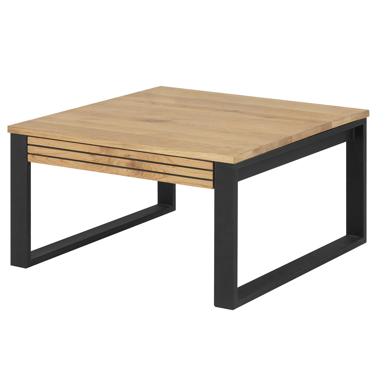 MASSIVER COUCHTISCH - Massivholz Eiche / Metall - Eichefarben, Holz/Metall (75/75/42cm) - home24